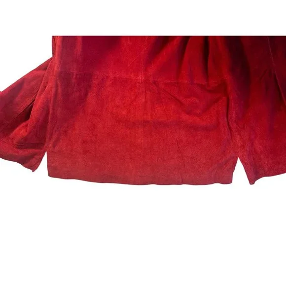 Vintage Red Suede Leather Jacket by Jaclyn Smith Button-Front Womens Size M - Picture 12 of 12